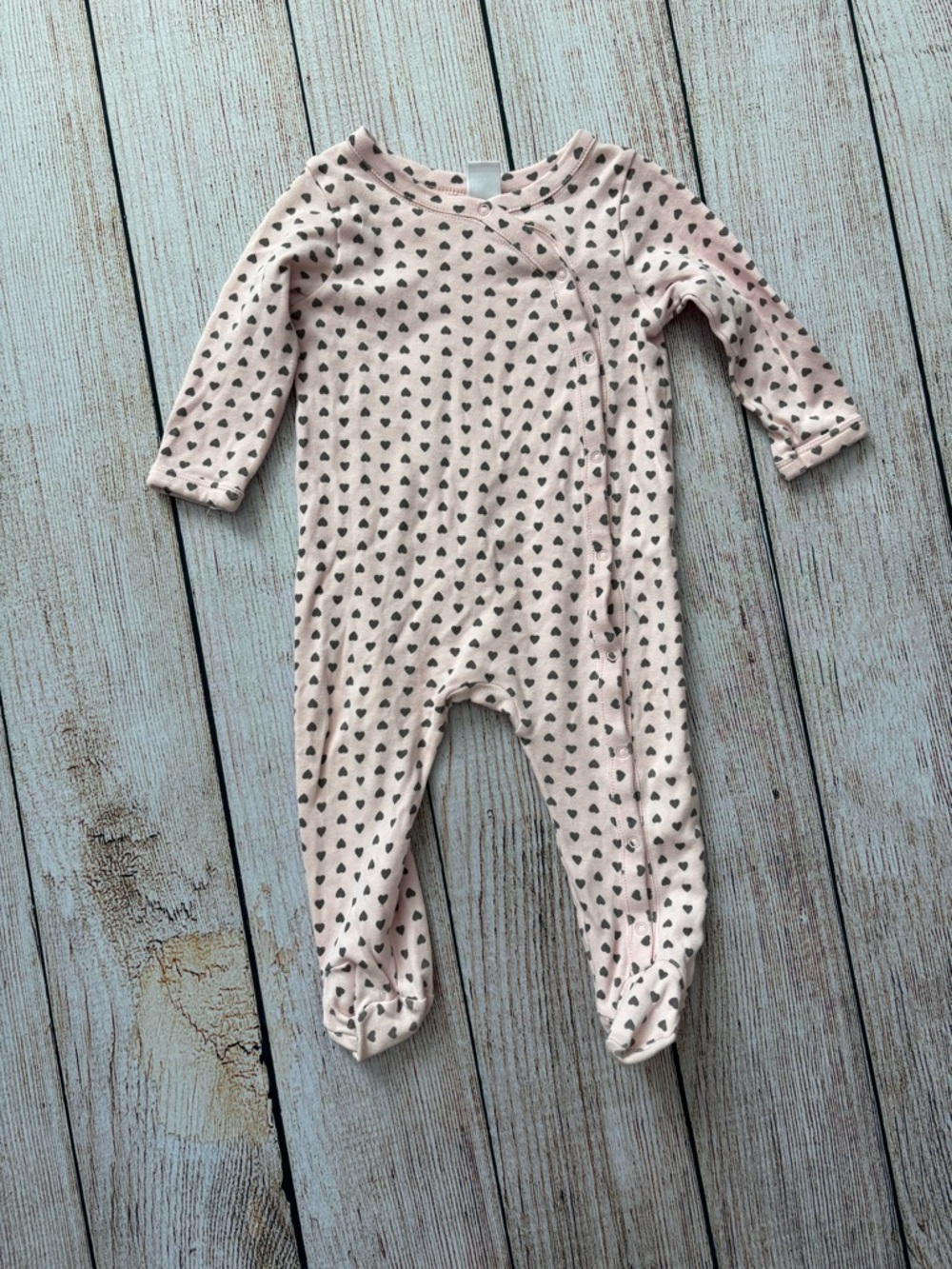 Nordstrom Pink Heart-Print Footed One-Piece